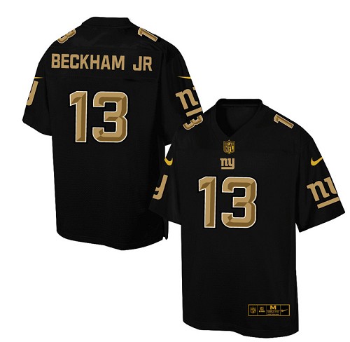 Men's Elite Odell Beckham Jr Nike Jersey Black - #13 Pro Line Gold Collection NFL New York Giants